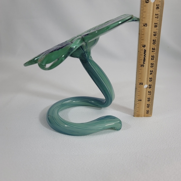 Hand Blown Art Glass Flower Curled Stem - Picture 8 of 16